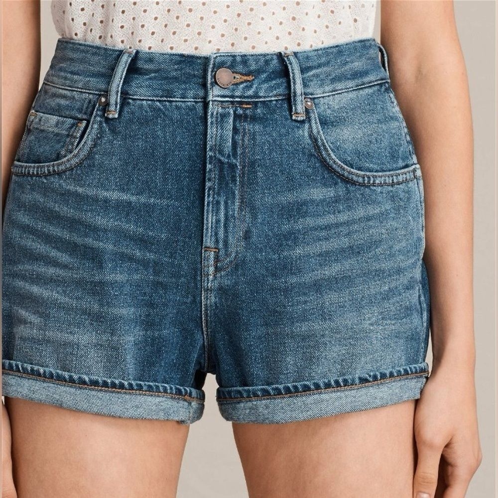 All Saints Blue Denim Shorts